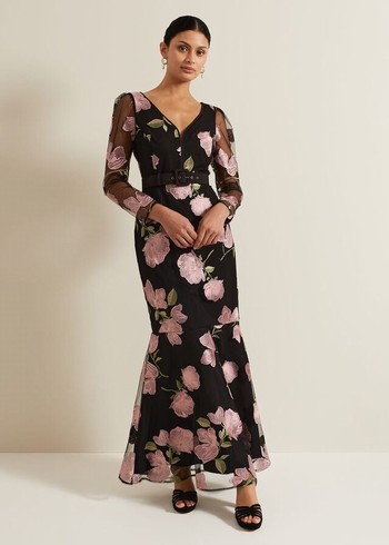 Phase Eight Genny Floral Print Embroidered Dres Dress Multicolor Canada | SWRAKY-184